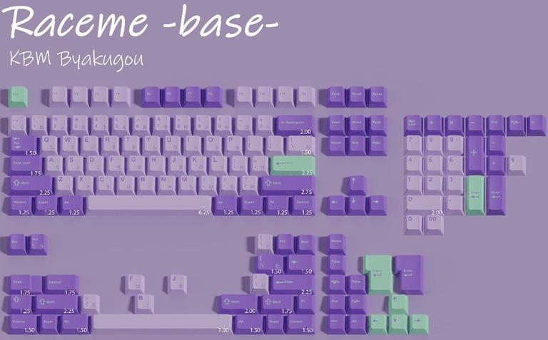 KBM Byakugou - Keycap group buy cover image featuring KBM Byakugou, wisteria flowers, Byakugo-ji, Tamba City, Japan, group buy, ThocKeys, CandyKeys, zFrontier, deskmat, keyboard kit, wisteria viewing