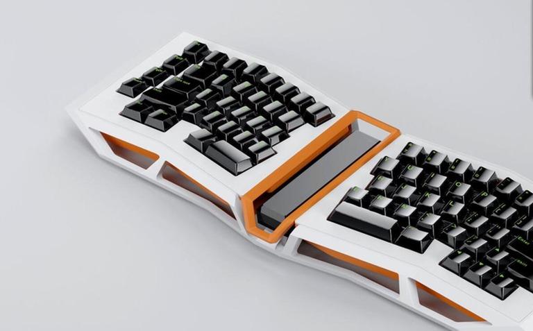 AM AFA (IC) - Keyboard interest check cover image featuring AM AFA, Angry Miao, adjustable leaf-spring mount, keyboard, Bluetooth, CNC machining, customizable RGB, key remapping, ergonomic design