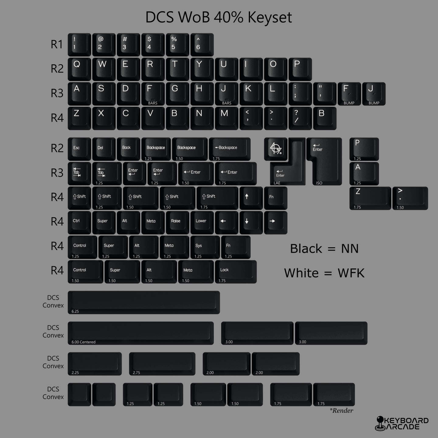 DCS WoB 40% Keyset (GB) - Keycap group buy cover image featuring DCS WoB, 40% keyset, mechanical keyboard, group buy, keycaps, doubleshot ABS