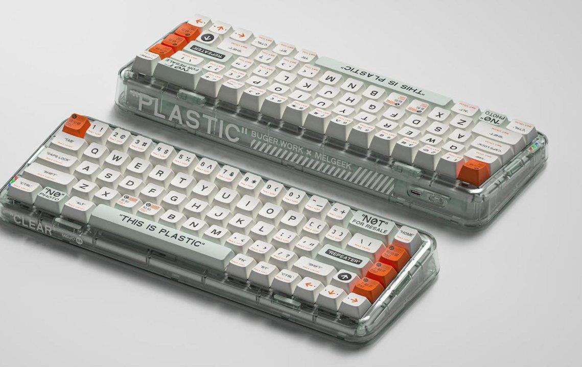 Mojo68 (IC) - Keyboard interest check cover image featuring Mojo68, mechanical keyboard, see-through design, Gasket Mount, RGB backlit, hot-swappable keys, Bluetooth connection, wireless connection, programmable keys