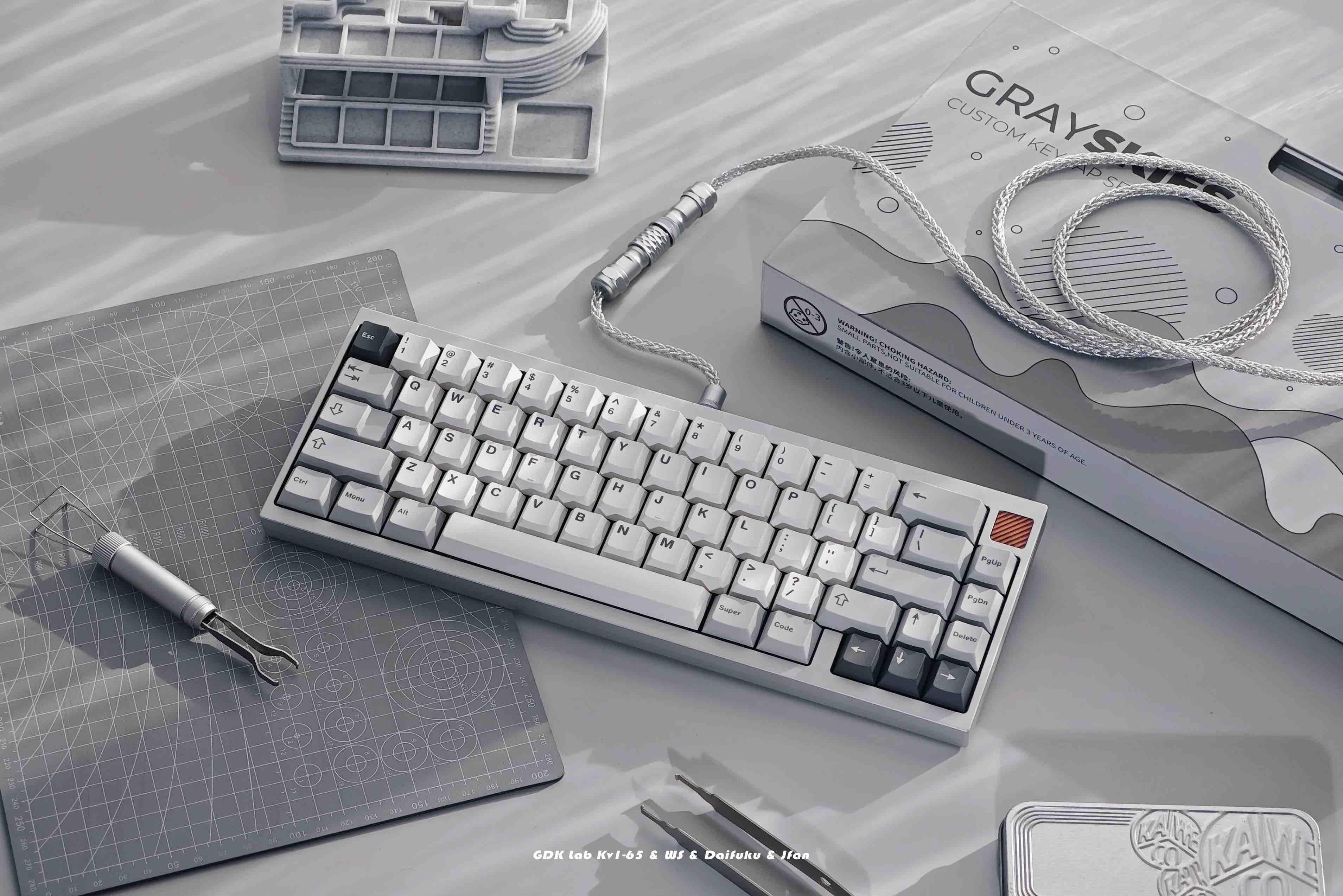 GDK LAB KV1-65% Keyboard Kit R2 - Keyboard group buy cover image featuring GDK LAB, KV1-65, keyboard kit, mechanical keyboard, gasket mount, VIA, QMK, customizable keyboard
