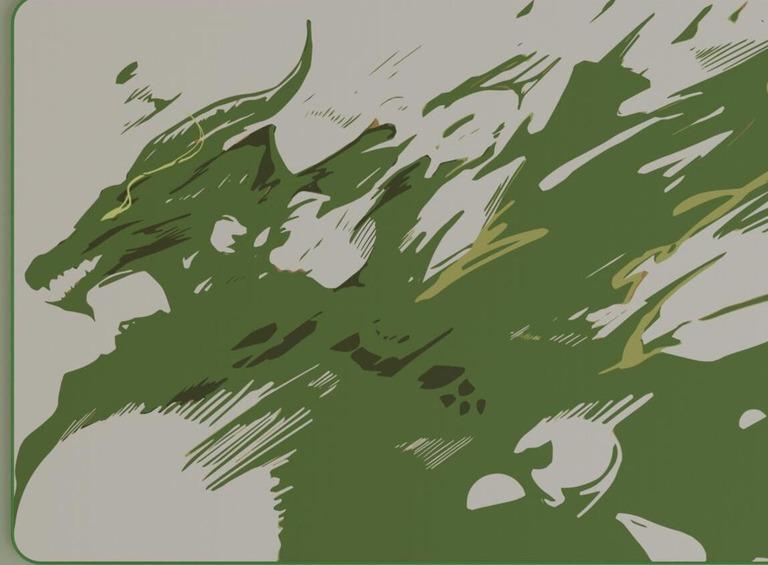 Spilled Dragon Round 2 (IC) - Deskmats & Accessories interest check cover image featuring Spilled Dragon, deskmat, IC form, waterproof, new colorways, Wuque Studios, 5mm thickness, organical liquid shapes, draconical motifs