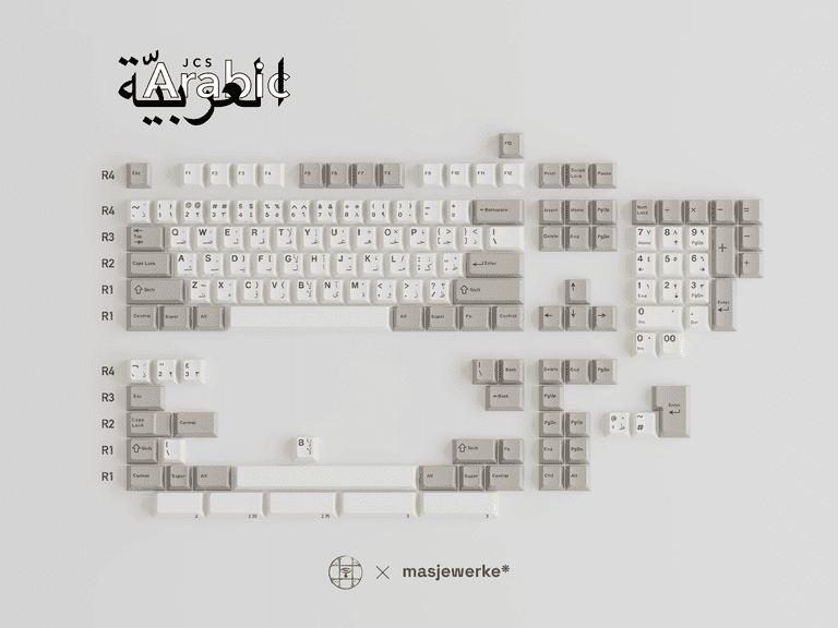 JCS Arabic (IC) - Keycap interest check cover image featuring jcs arabic, arabic keycaps, keycap set, cherry g80, dyesub pbt, mechanical keyboard, keyboard keycaps, custom keycaps