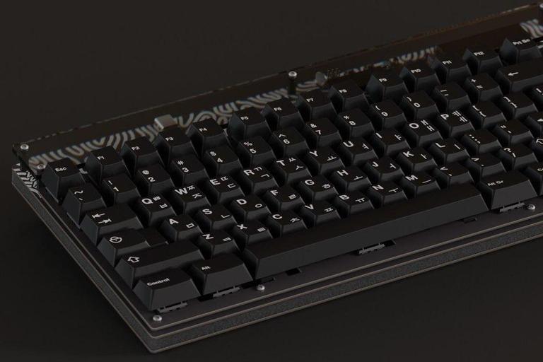 LCK75 Round 3 - Keyboard group buy cover image featuring LCK75, keyboard kit, through-hole, encoder, OLED, beginners, soldering, Group Buy, Fr4 construction, QMK, VIA, VIAL, typing angle, PCB, black, white