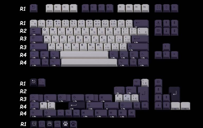 PBTfans Subarashī (IC) - Keycap interest check cover image featuring PBTfans, Subarashī, purple, style, keyboard kits, deskmat, KBDfans