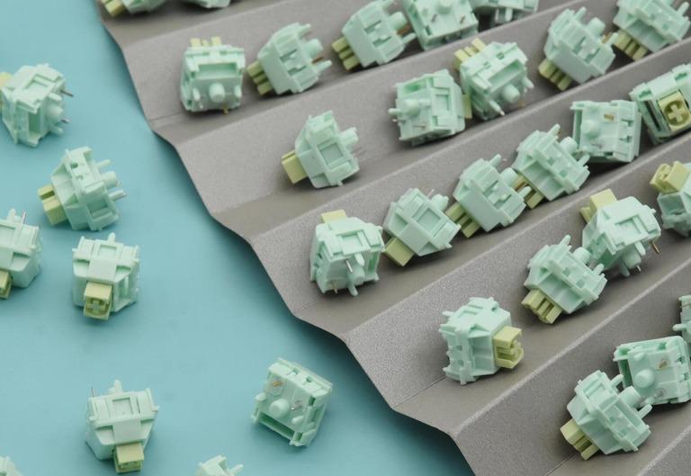 Kailh Spring Linear Switch (GB) - Switches group buy cover image featuring Kailh Spring Switch, linear switch, POM housing, POK stem, factory-lubed, 36g operating force