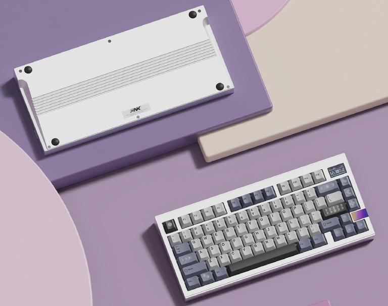 V81 PLUS - Keyboard group buy cover image featuring FinalKey V81 PLUS, customizable LCD screen, gasket mount, anodized aluminum, hot-swappable, Bluetooth keyboard, 75% layout, QMK/VIA support, worldwide shipping