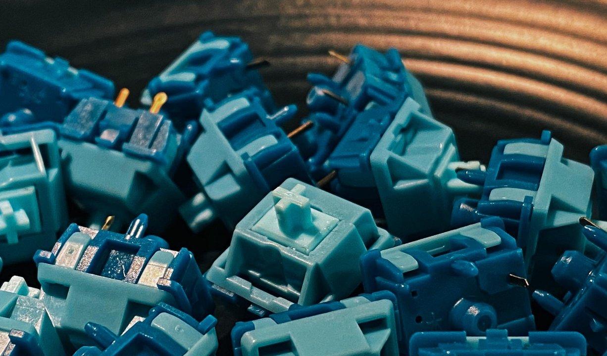 Poseidon Switch (IC) - Switch interest check cover image featuring Poseidon switch, Moyu.studio, mechanical keyboard, Greek mythology, linear switch, gold-plated spring, JWK, group buy