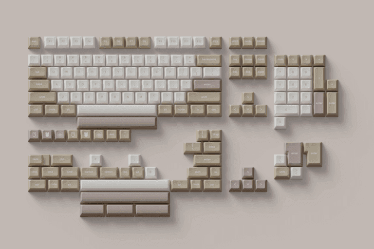 IFK Latte (IC) - Keycap interest check cover image featuring IFK Latte, Infinikey,  keycap set, DSA profile, PBT,  coffee-themed,  rabbit,  mechanical keyboard, keyboard customization,  cozy aesthetic,  Nemui,  U80-A, Rama Works