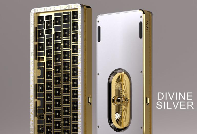 Aaru65 by Helix Lab (IC) - Keyboard interest check cover image featuring Aaru65, Helix Lab, keyboard, Aten, Egyptian mythology, Rosetta Stone, Egyptian Scarab, PVD coating, gasket mount, QMK firmware, MIDI input, ANSI layout, ISO layout, group buy