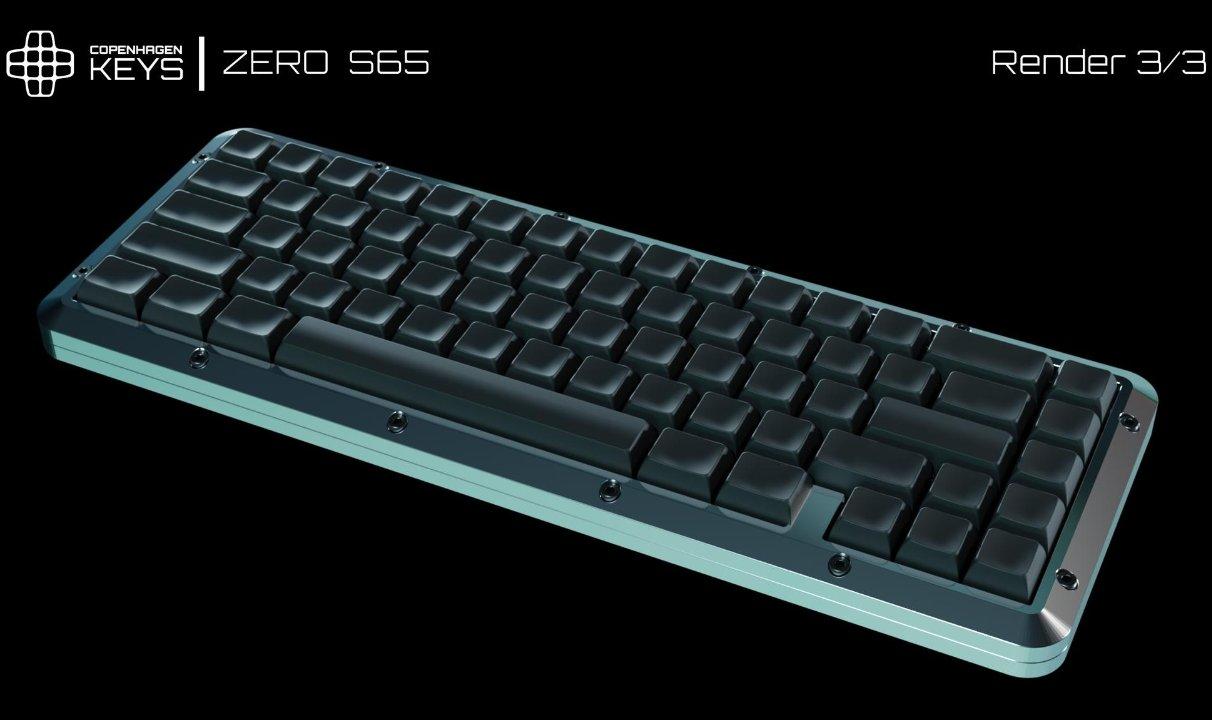 ZERO S65 (IC) - Keyboard interest check cover image featuring keyboard, ZERO S65, 65%, industrial design, sandwich mount, PCB, stainless steel, acrylic window, QMK, VIA, ANSI, ISO, solder, hot-swap