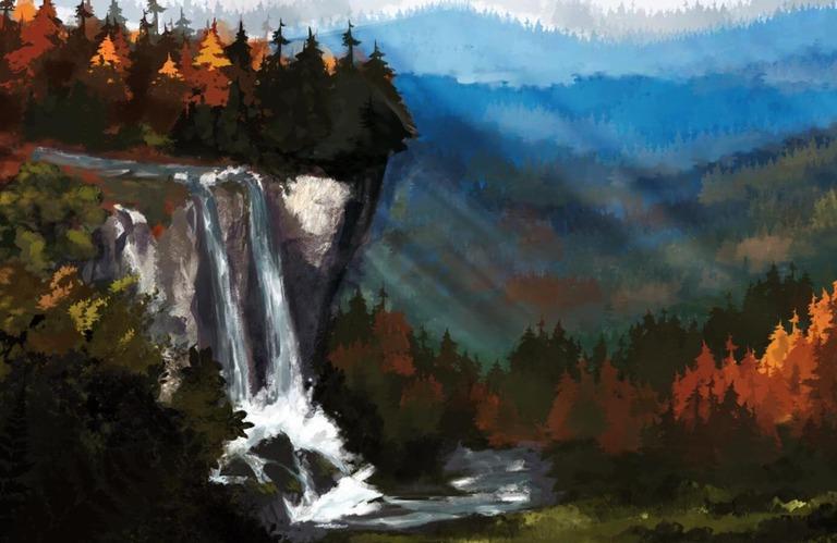 Blue Ridge Mountains Deskmats - Deskmats & Accessories group buy cover image featuring deskmats, Blue Ridge Mountains, stellaidoscope, preorder, waterfall design, scenery, natural beauty, Southeast USA