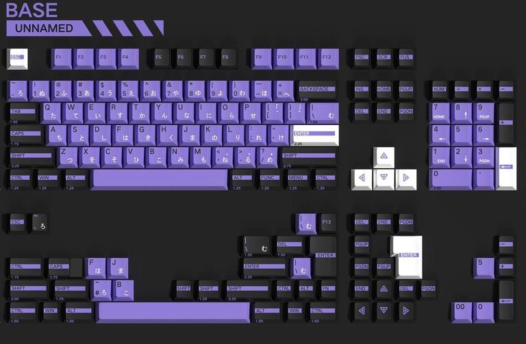 MW UNNAMED (IC) - Keycap interest check cover image featuring MW UNNAMED, keycap set, PBT plastic, dye-sublimation, black, purple,  3D design,  mechanical keyboard, keyboard customization, MilkywayKeys