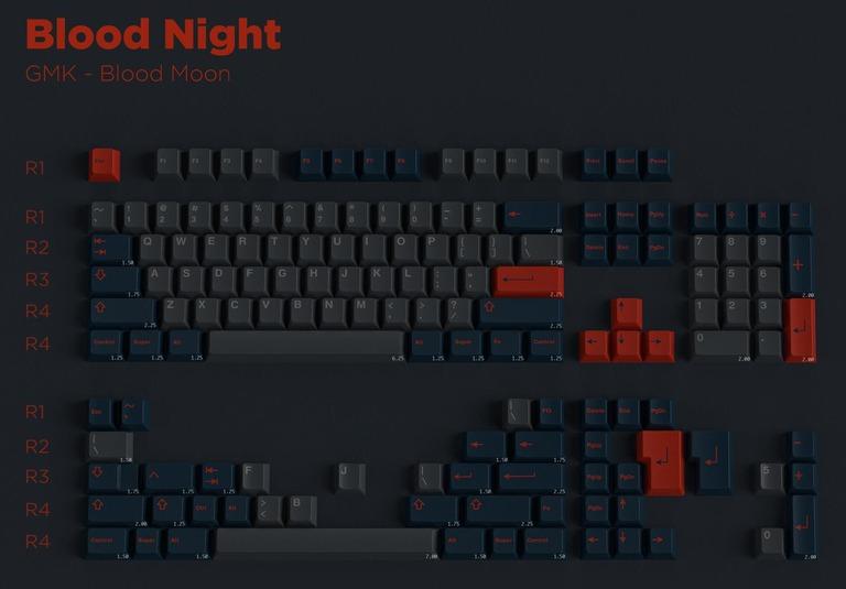 GMK BLOOD Ninja (IC) - Keycap interest check cover image featuring GMK Blood Ninja, keycaps, dark night, Blood Moon, ninja, keyboard, collaboration