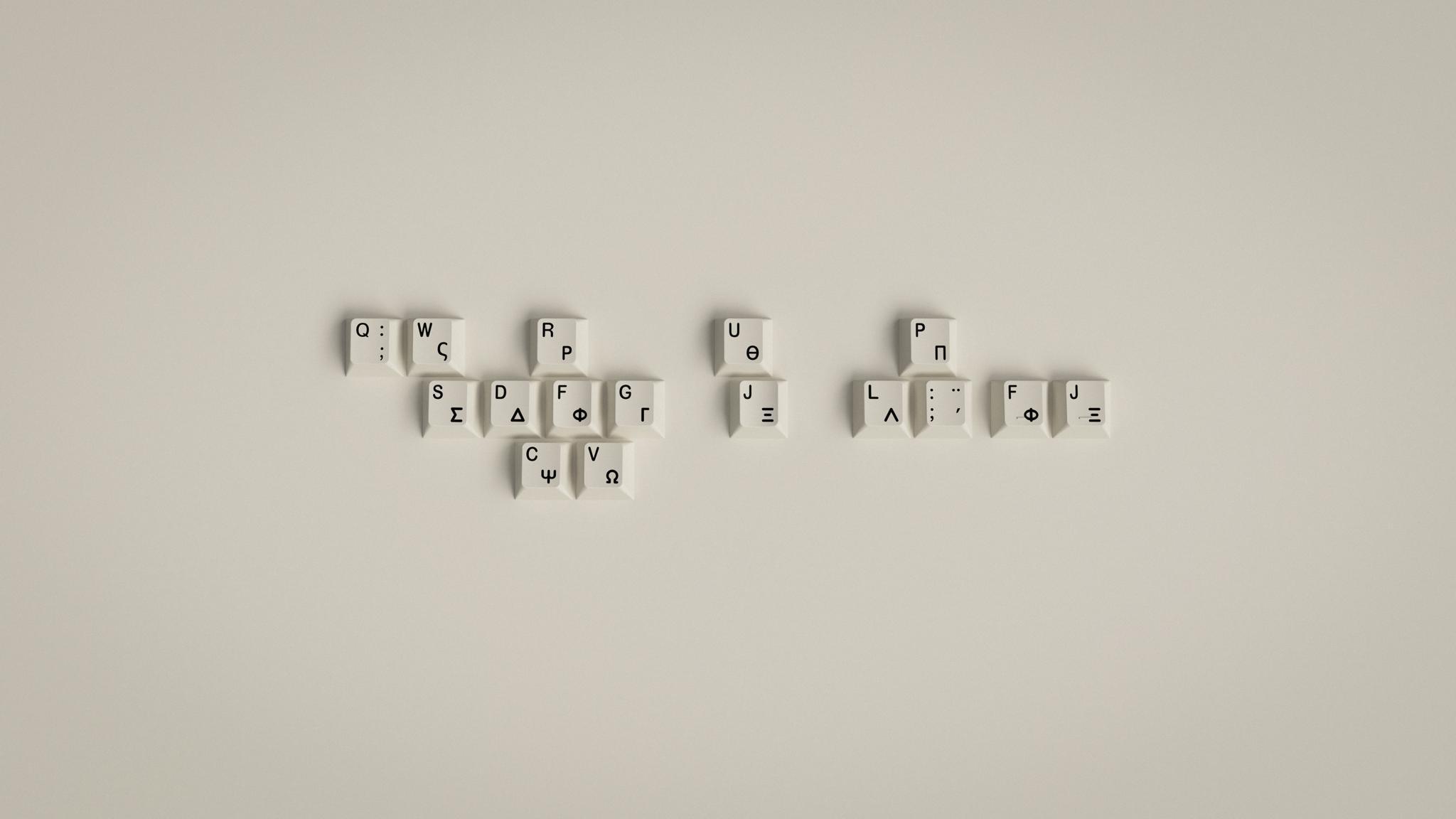 GMK Greek Beige Add-on Kit (IC) - Keycap interest check cover image featuring GMK Greek Beige, keyboard, Cherry profile, keycaps, Geekhack, GMK 9009 R3, classic retro, doubleshot, Greek sublegends