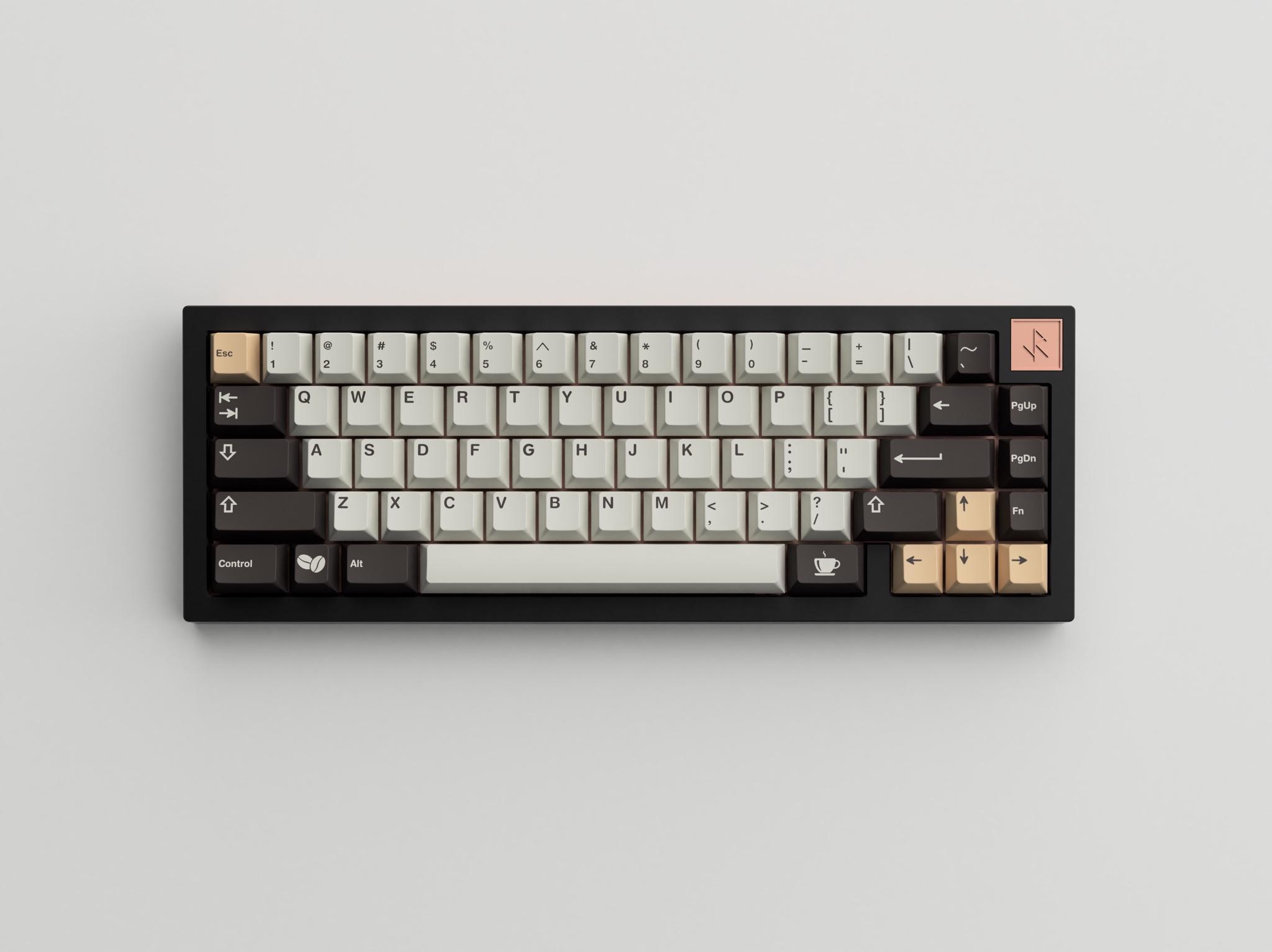 GMK Café (GB) - Keycap group buy cover image featuring GMK Café, group buy, keycap set, coffee theme, spacebar issues, color matching, collaborations, international vendors