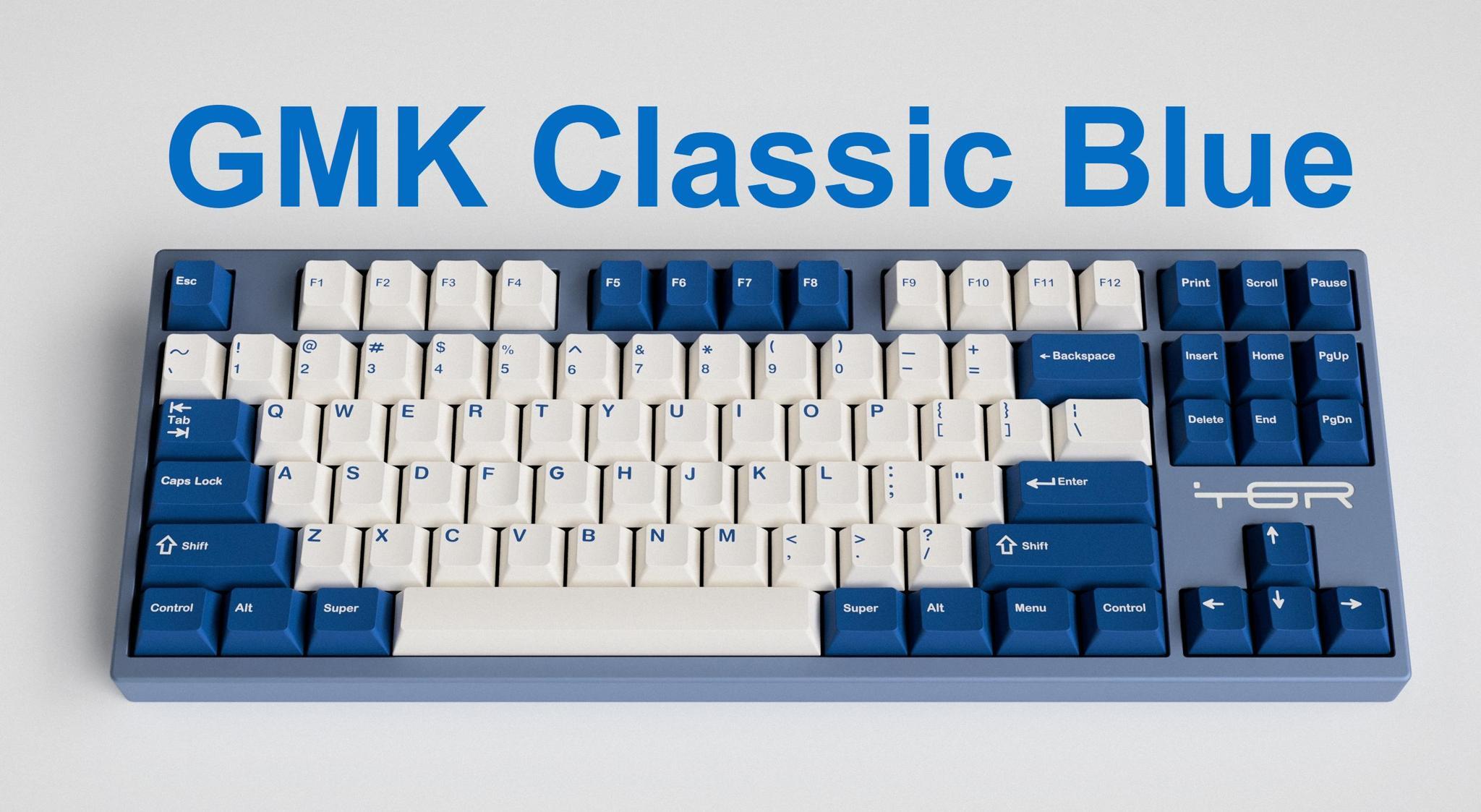 GMK Classic Blue (IC) - Keycap interest check cover image featuring GMK, keyset, classic blue, group buy, stock colors, monotone, keyboard, WS1/V4, Hiney