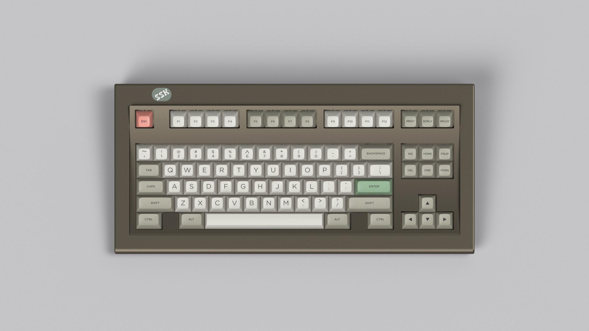 Relic SSK (IC) - Keyboard interest check cover image featuring vintage keyboards, IBM SSK, MX compatible, curved plate, PCB, plate-mount stabs, QMK PCB, CNC aluminum, keyboard community