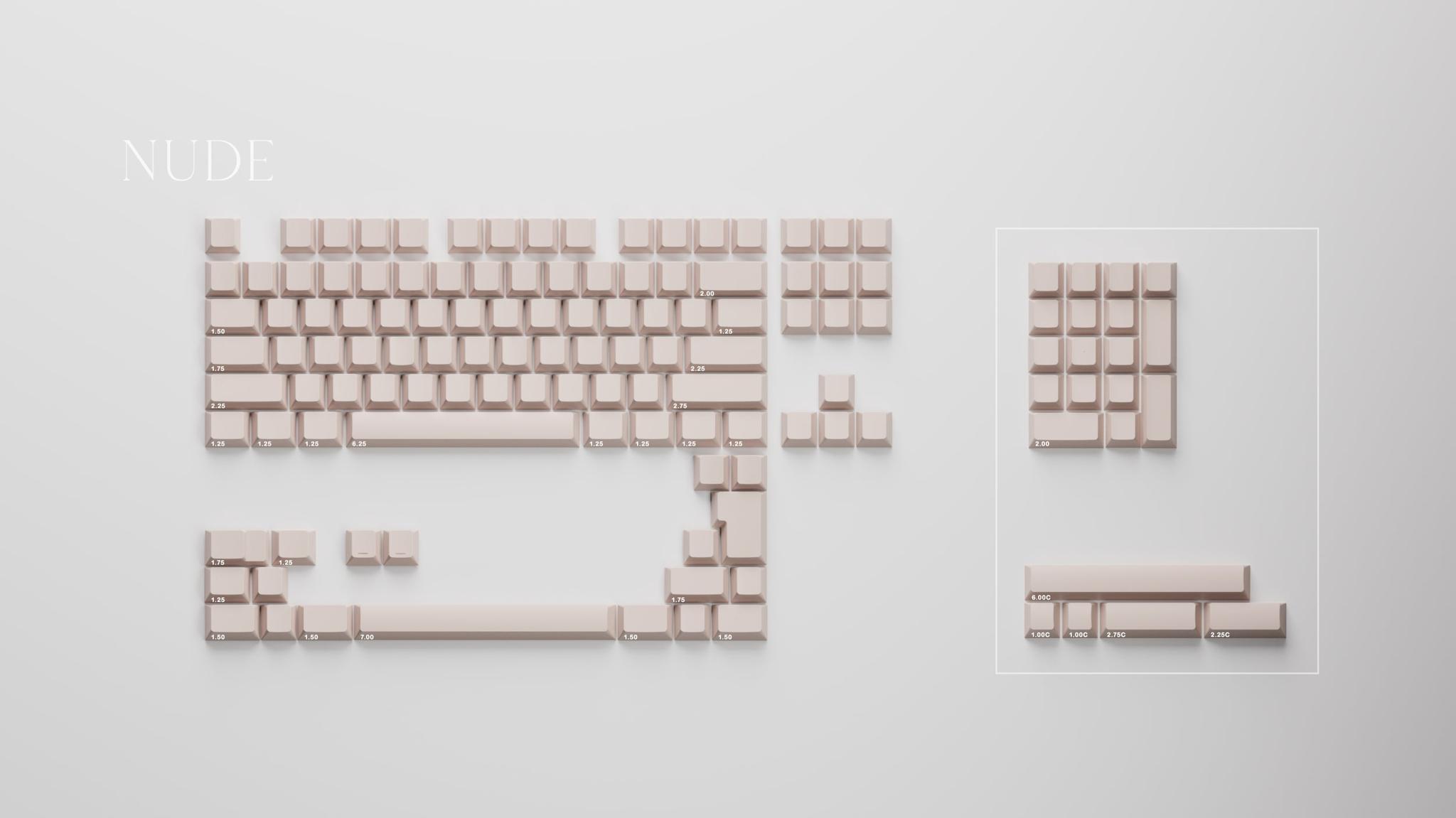GMK Nude (IC) - Keycap interest check cover image featuring GMK Nude, keycaps, custom colors, keyboard set, renders, projectkeyboard, mykeyboard