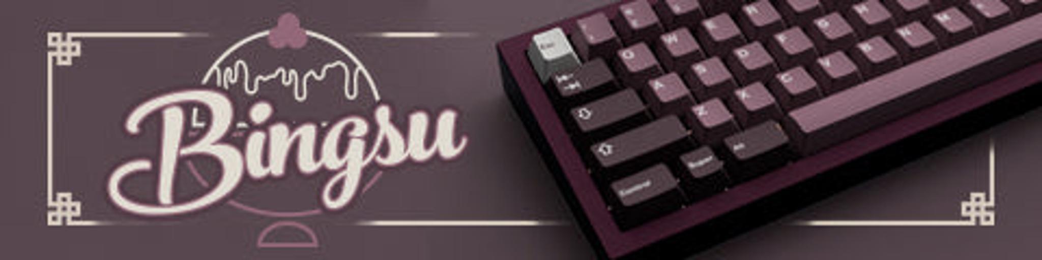 GMK Bingsu (GB) - Keycap group buy cover image featuring GMK Bingsu, raffle, Korean shaved ice, red bean, custom RAL colors, projectkeyboard, mykeyboard.eu, dailyclack, Alpha Keycaps, C.Y.O Keycaps, Cybin Caps, Kendo, cerakote finish