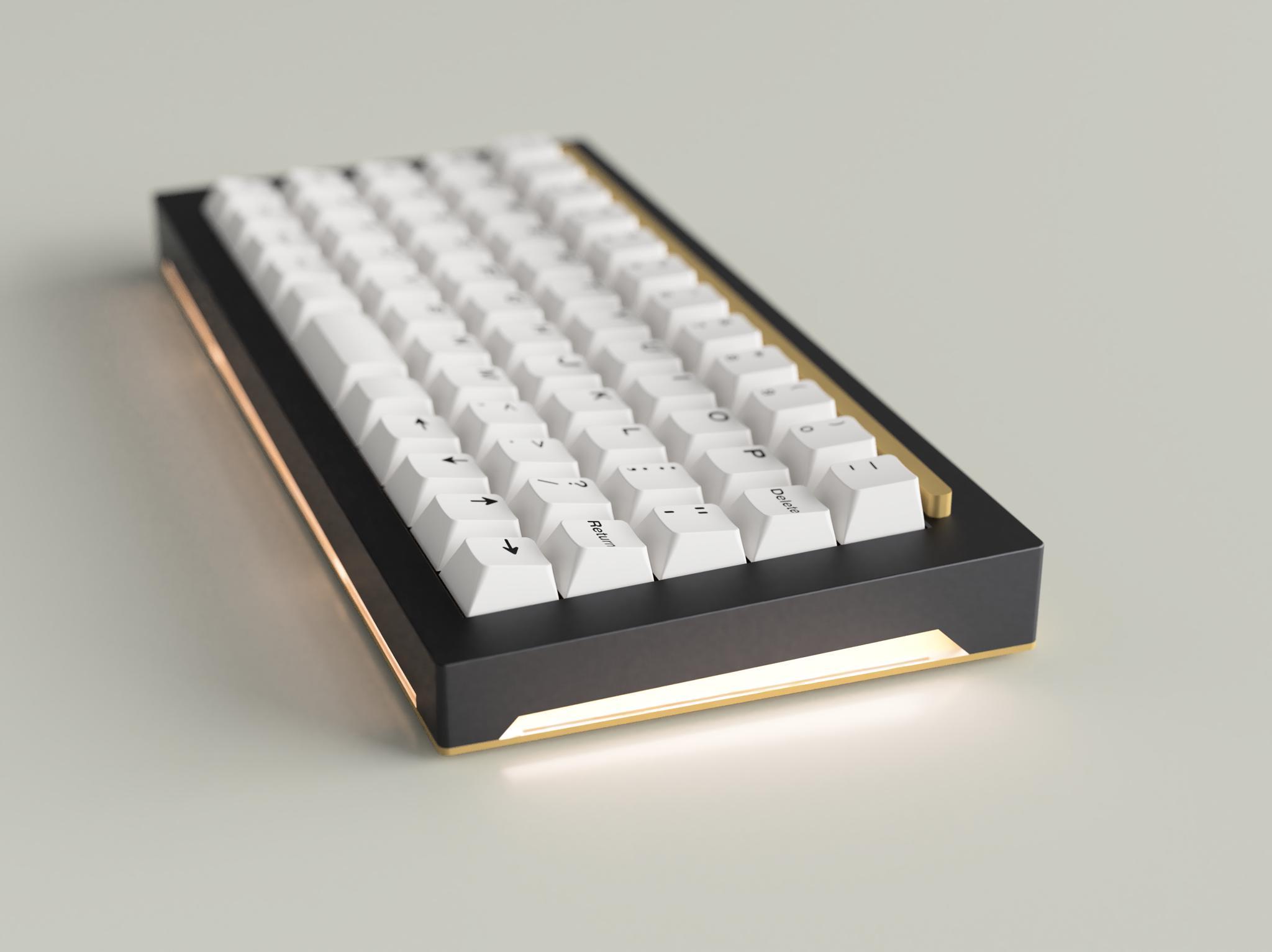 ATLAS 5x12 (IC) - Keyboard interest check cover image featuring ATLAS 5x12, Apiary Keyboards, typing test, ortho custom, Preonic layout, pen rail, top mount, LED underglow, Cannon Keys, group buy, custom keyboard, PCB, plate material