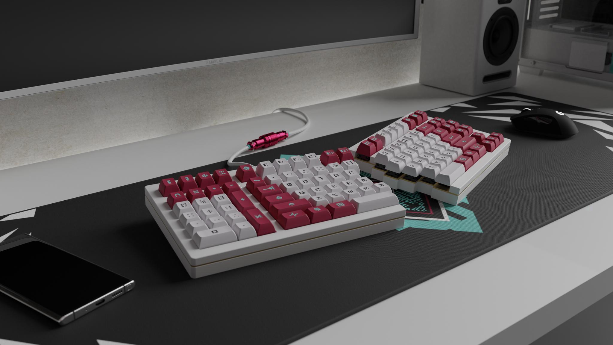 KAT Drifter (IC) - Keycap interest check cover image featuring KAT Drifter, Hyper Light Drifter, The Key Dot Co, keyboard, keyset, Emil, Heart Machine Studios, PBT Material, Dark Alphas, Light Alphas, Spacebars, Modifiers, Ergo Kit, Ortho Kit, Groupbuy