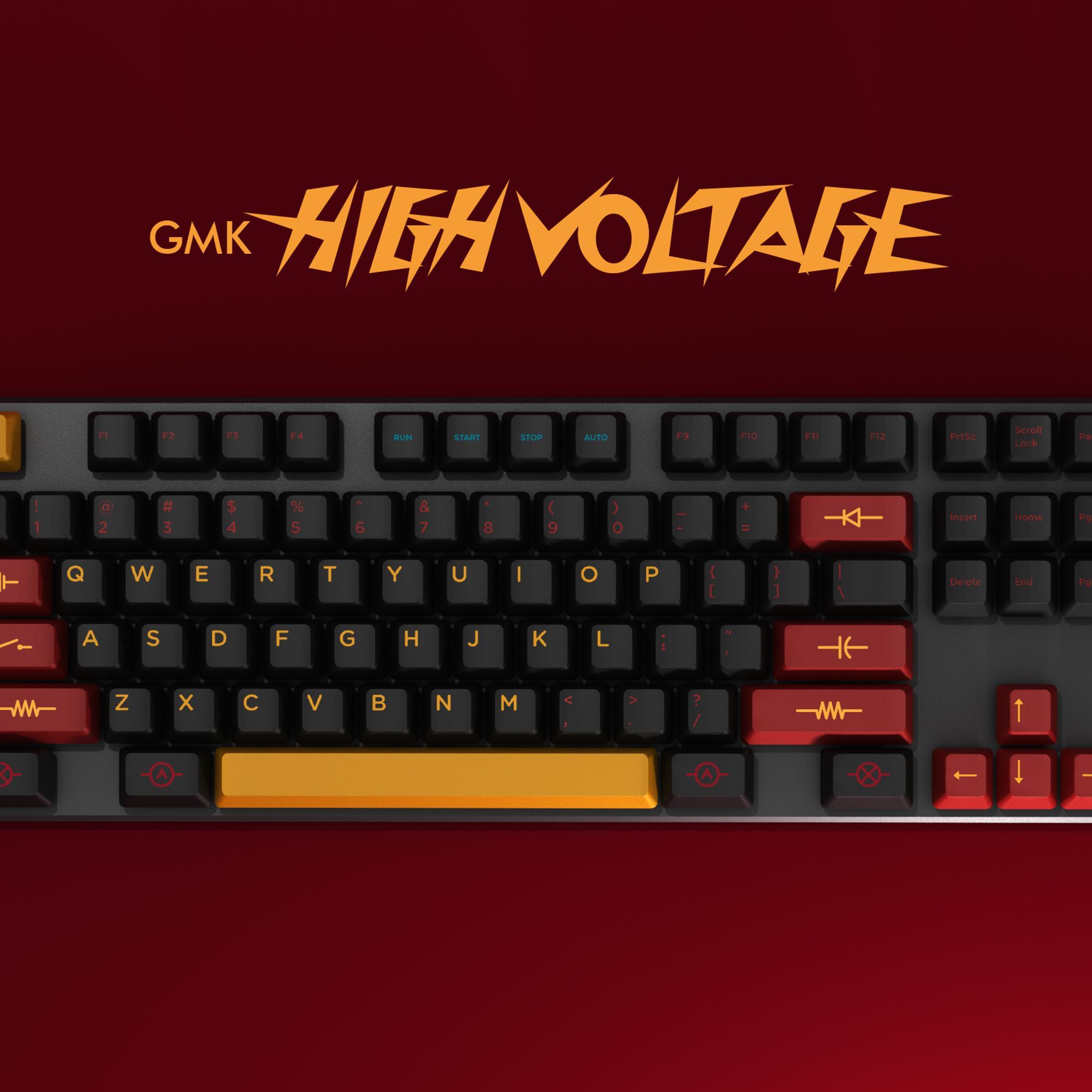 GMK High Voltage - Uncategorized group buy cover image featuring GMK, High Voltage, groupbuy, keycap set, USA, EU, CAD, deskmat