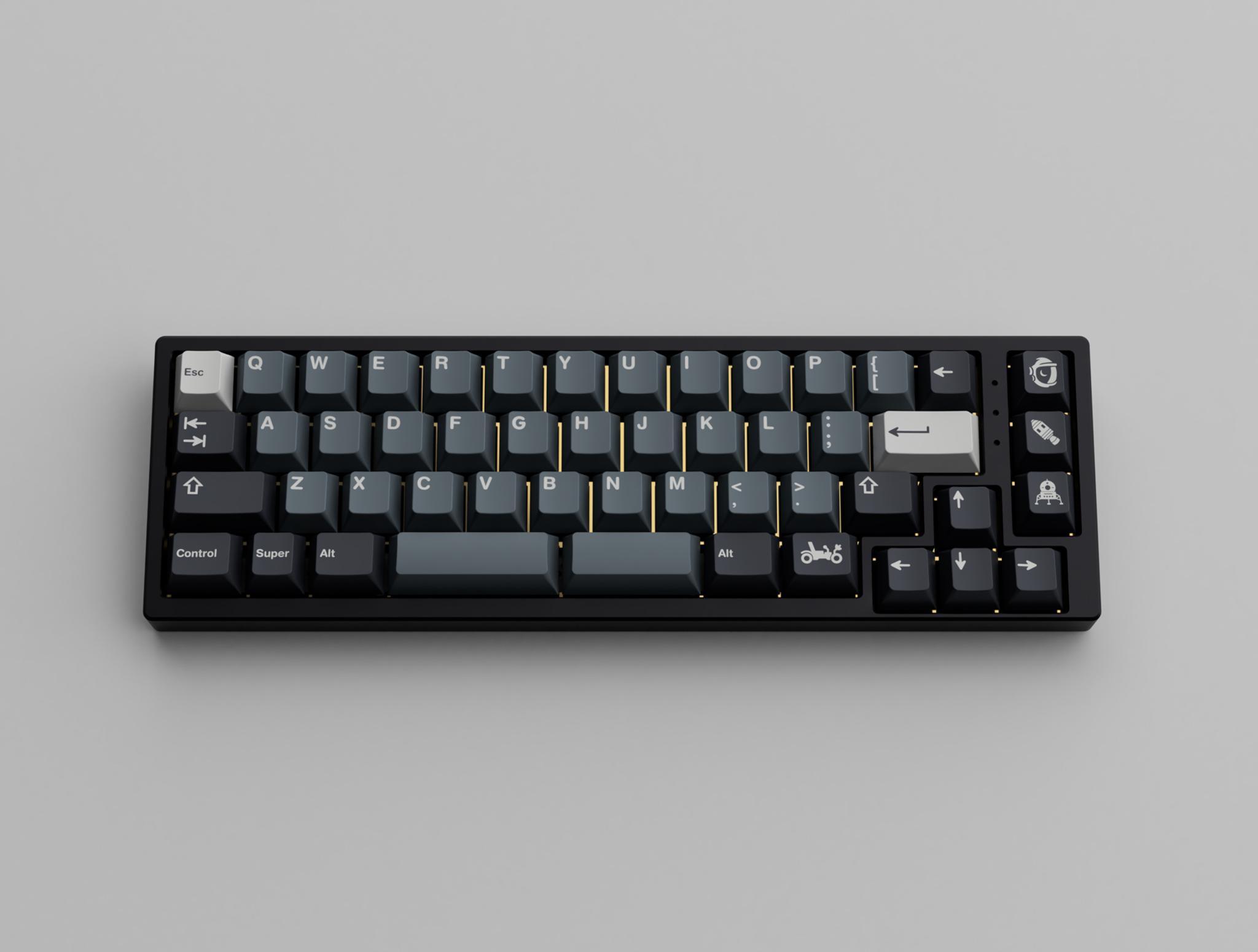 GMK Apollo (GB) - Keycap group buy cover image featuring GMK Apollo, keyboard, Apollo missions, space travel, group buy, keycap set, vendors, collaborations, deskmats, artisan keycaps