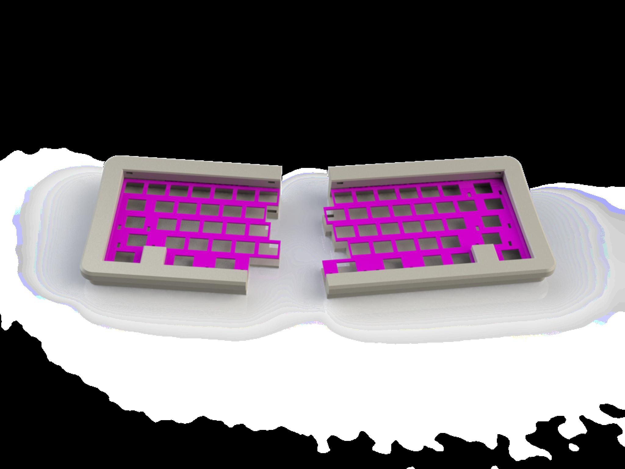 ADK64v2 (IC) - Keyboard interest check cover image featuring ADK64v2, 3D printed, classic AEK, gasket mounted, split design, custom PCB, QMK, USB-C, alps switches, MX switches, keyboard design