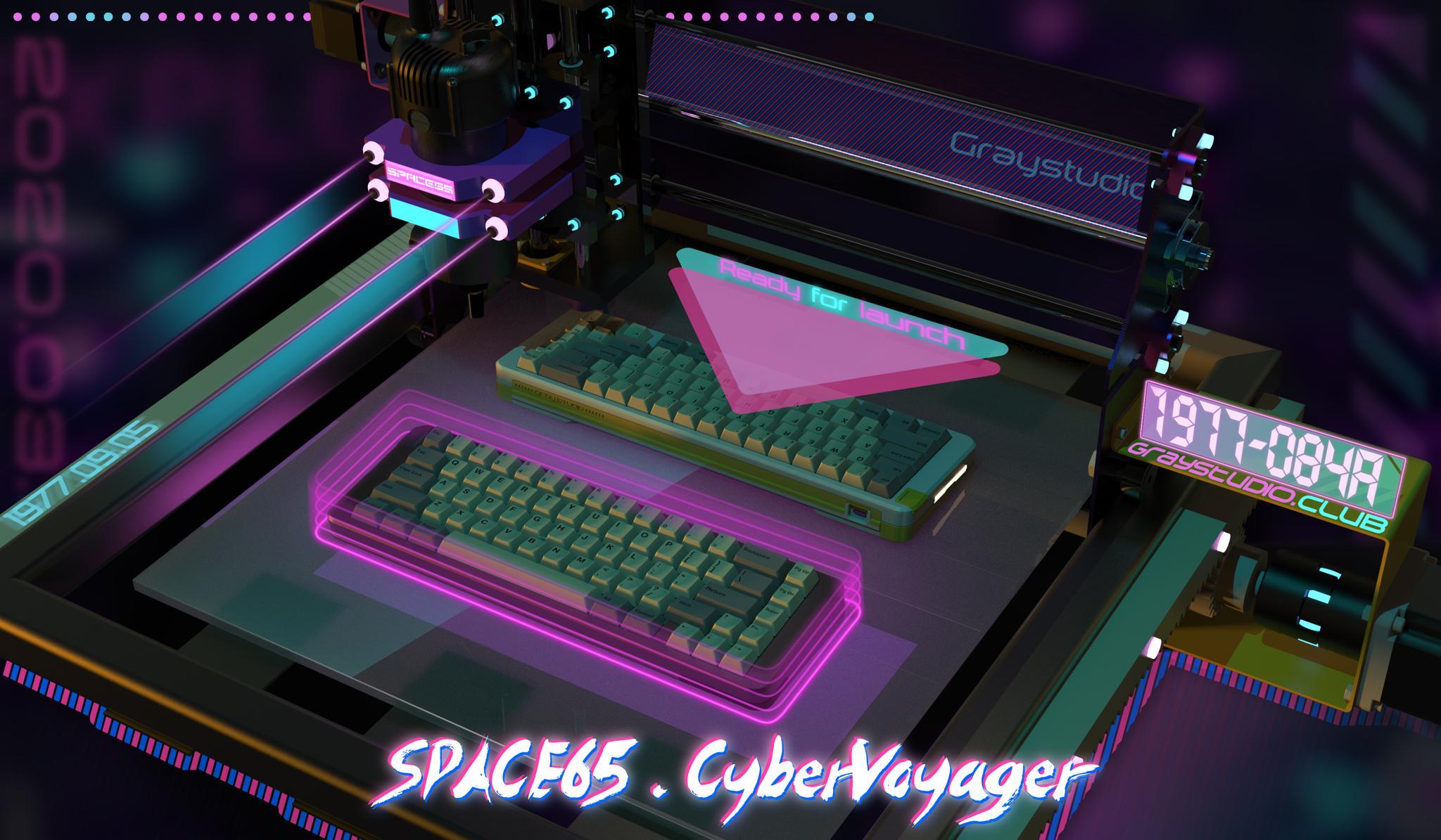 Space65 - CyberVoyager - Uncategorized group buy cover image featuring Space65, CyberVoyager, CV65, keyboard, group buy, AirPotter, Oldcat, Demos, Graystudio, PCB, 65% keyboard, premium keyboard, anodization, electrophoresis