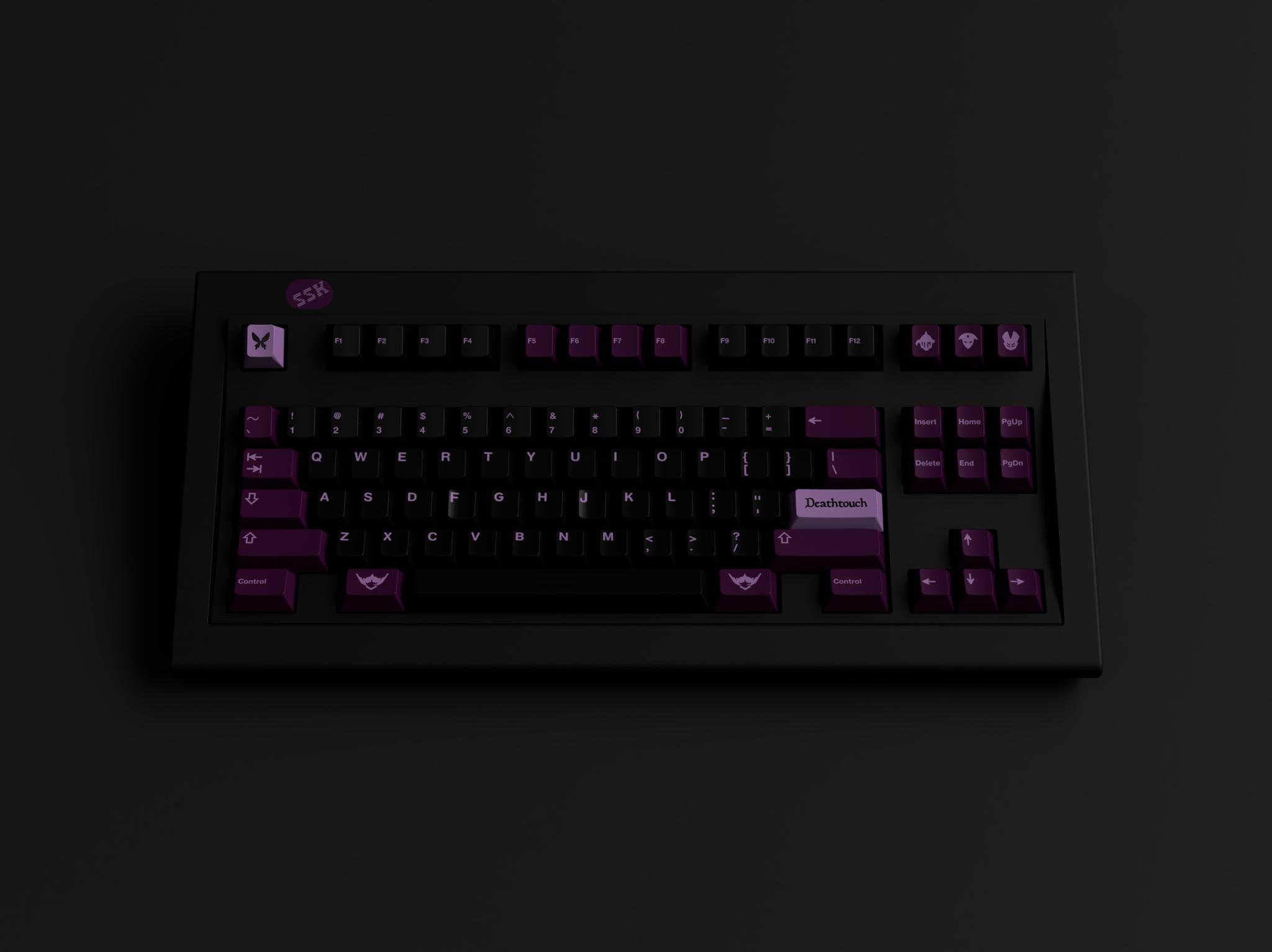 GMK Black Lotus - Keycap group buy cover image featuring GMK Black Lotus, keyboard, The Key Dot Co, Magic: the Gathering, Accel World, deskmat, Potatoclack, group buy
