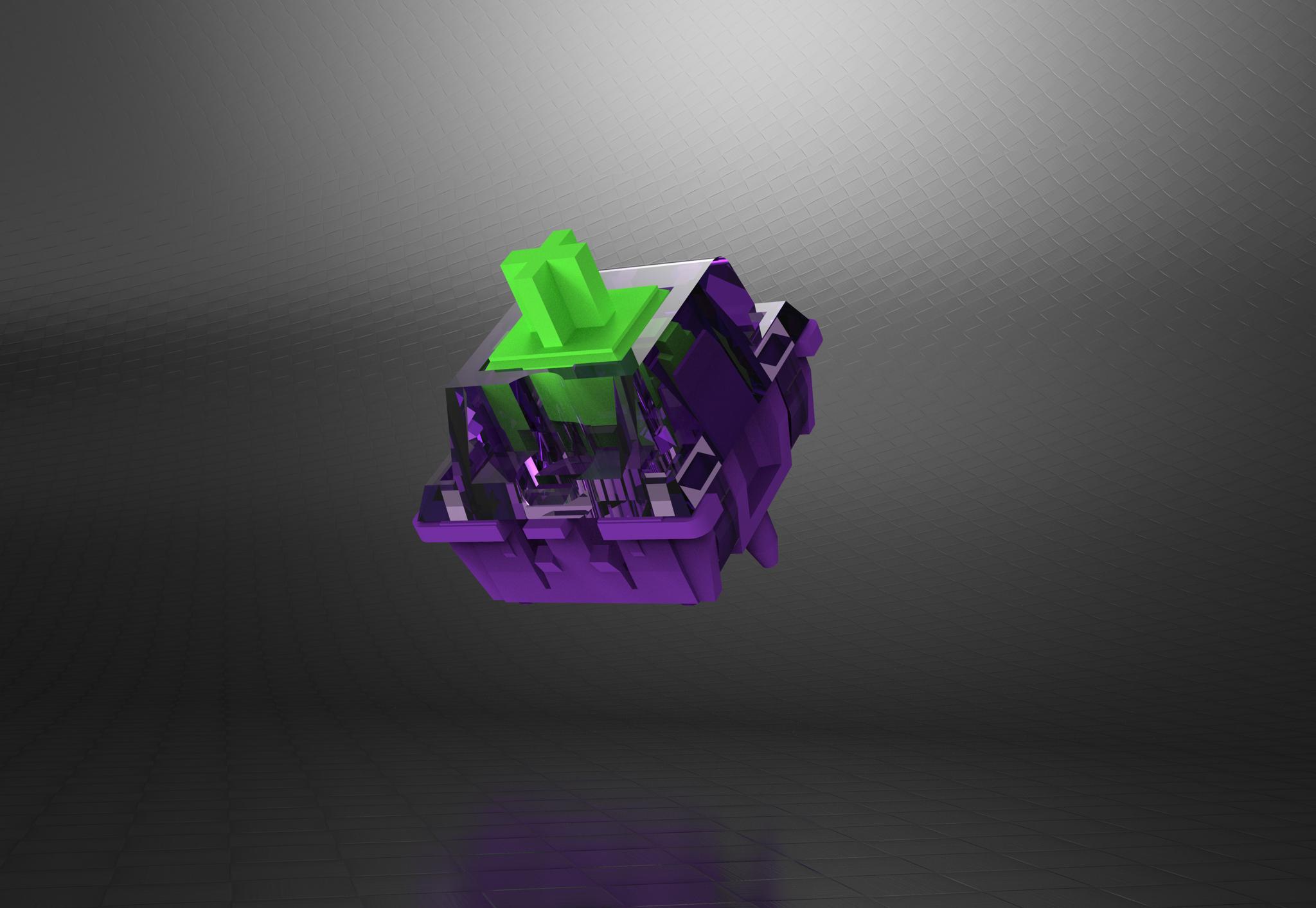 Shogōki Switch (IC) - Switch interest check cover image featuring Shogōki Switch, EVA-01, ThicThock, tactile feel, keyboard switch, JWK, poly top, POM stem, Pantone 2084C, Pantone 802C, DL springs, ApexKeyboards, MyKeyboardEU, ProtoTypist, DailyClack