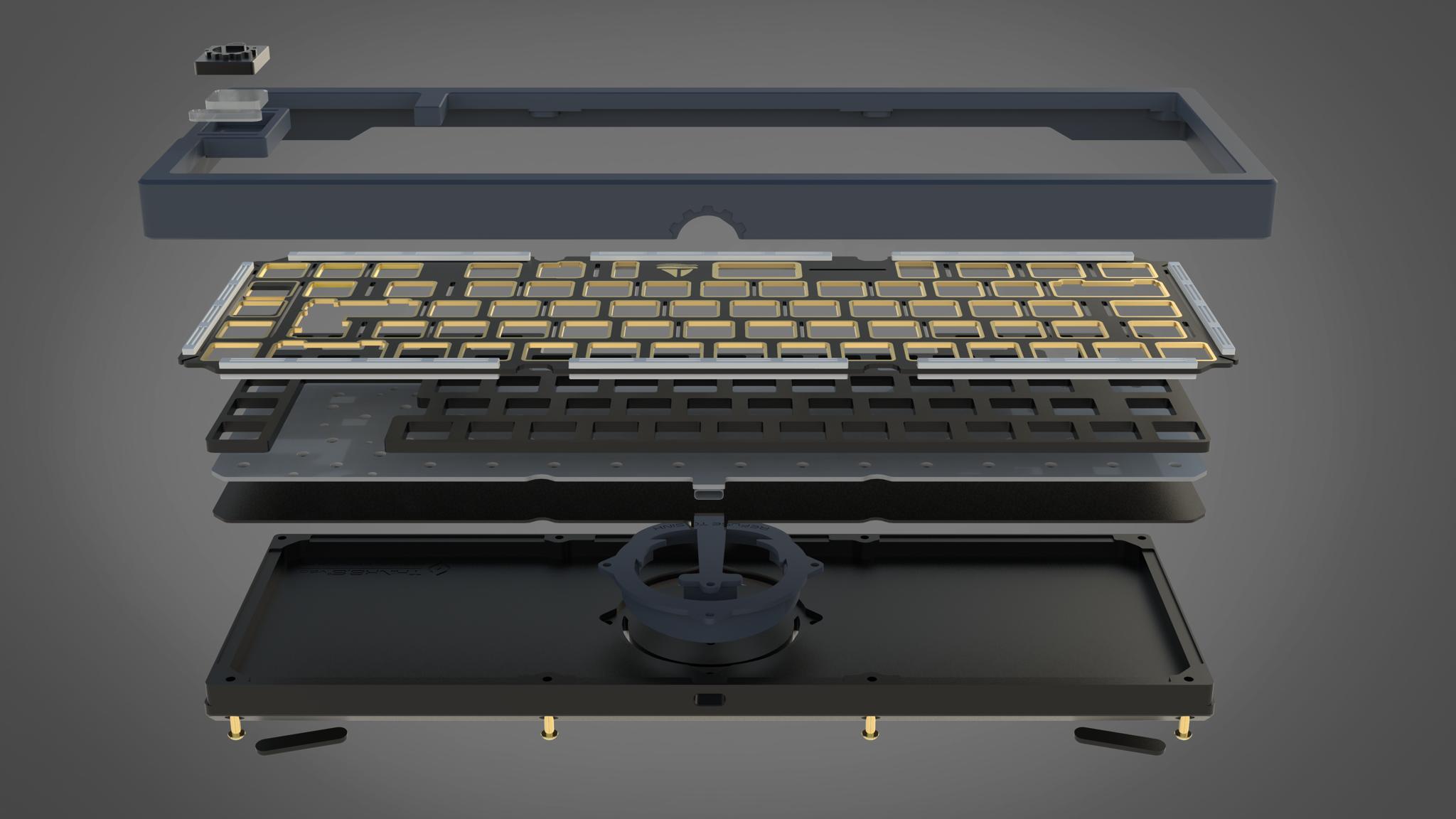 Think6.5 v2 (IC) - Keyboard interest check cover image featuring Think6.5 v2, GrayStudio giveaway, keyboard design, Alexotos stream, gasket-mount, aluminum case, polycarbonate, RGB LEDs, badge design