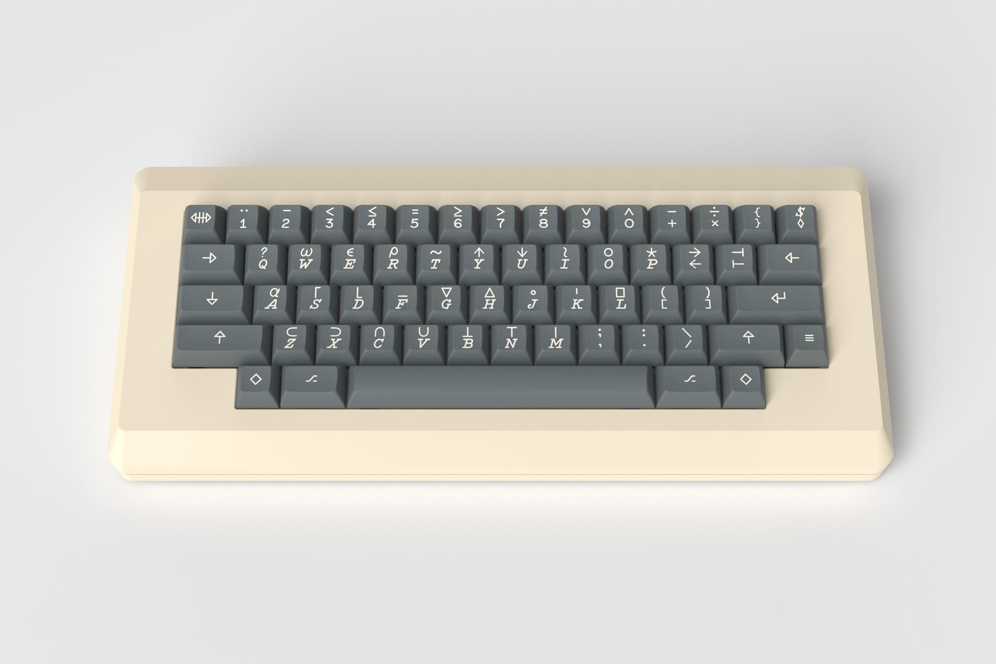 KAT Extended APL - Keycap interest check cover image featuring KAT, APL, keyboard, IBM terminal, keycap set, Latin font, text mods, color, IBM 2741, reverse dyesub
