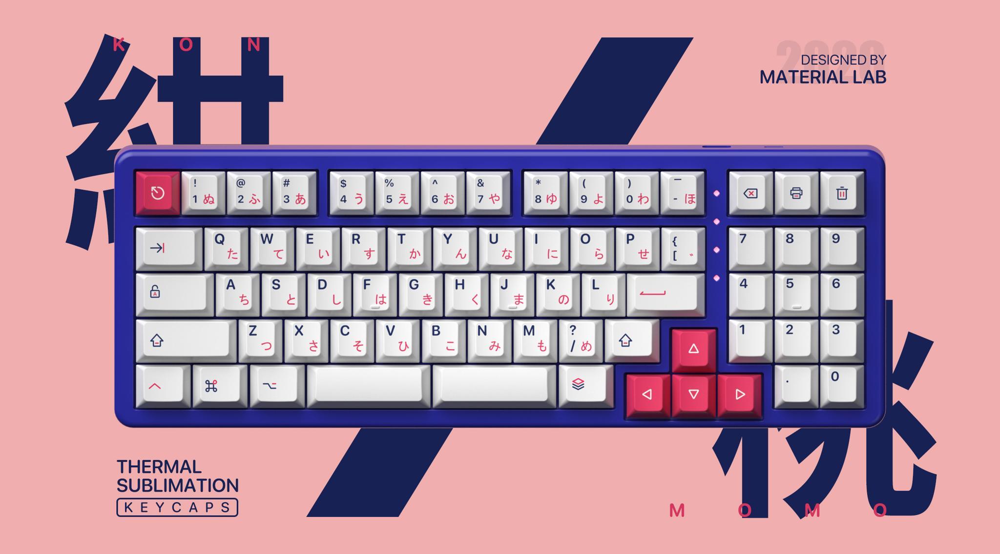 Enjoypbt 紺桃KON MOMO - Uncategorized group buy cover image featuring Enjoypbt, KON MOMO, keycaps, PBT material, Cherry profile, York Chan, GB, sublimation, injection molding