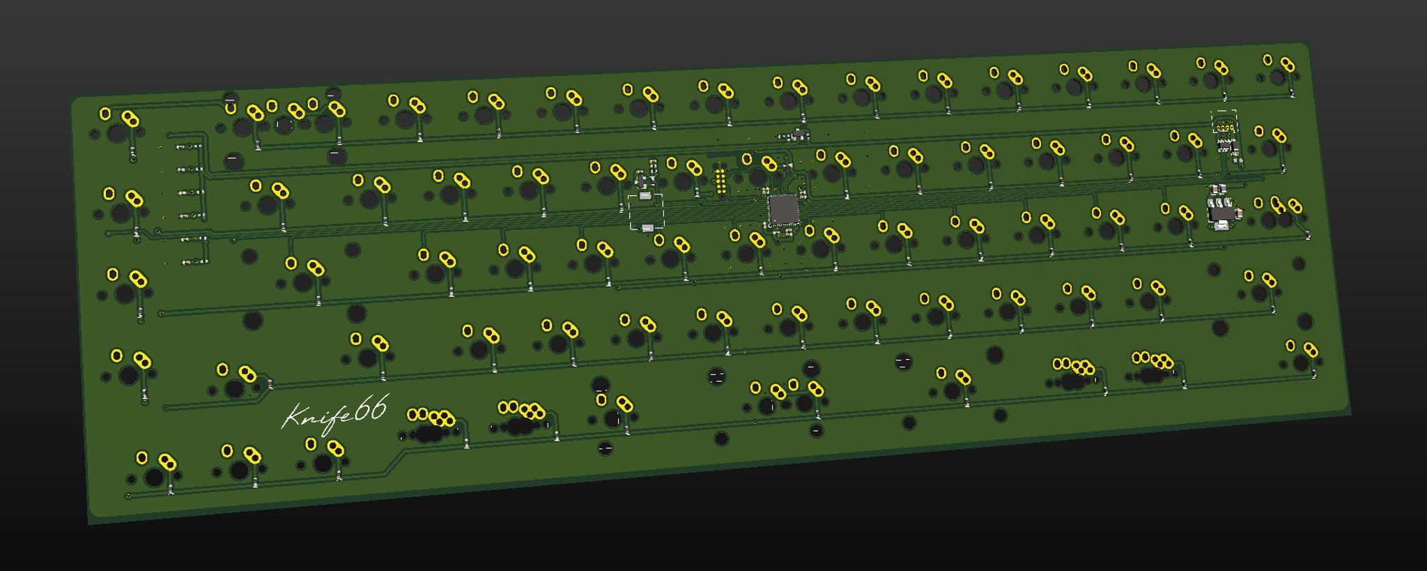 CA66 Replacement PCB R2 (IC) - Others interest check cover image featuring CA66, PCB, STM32F072, QMK compatible, ALPS, MX, ESD protection, Green PCB, ENIG-RoHS, Case grounded, RGB LEDs, Molex Pico, DFU mode, USB-C, layouts, group buy