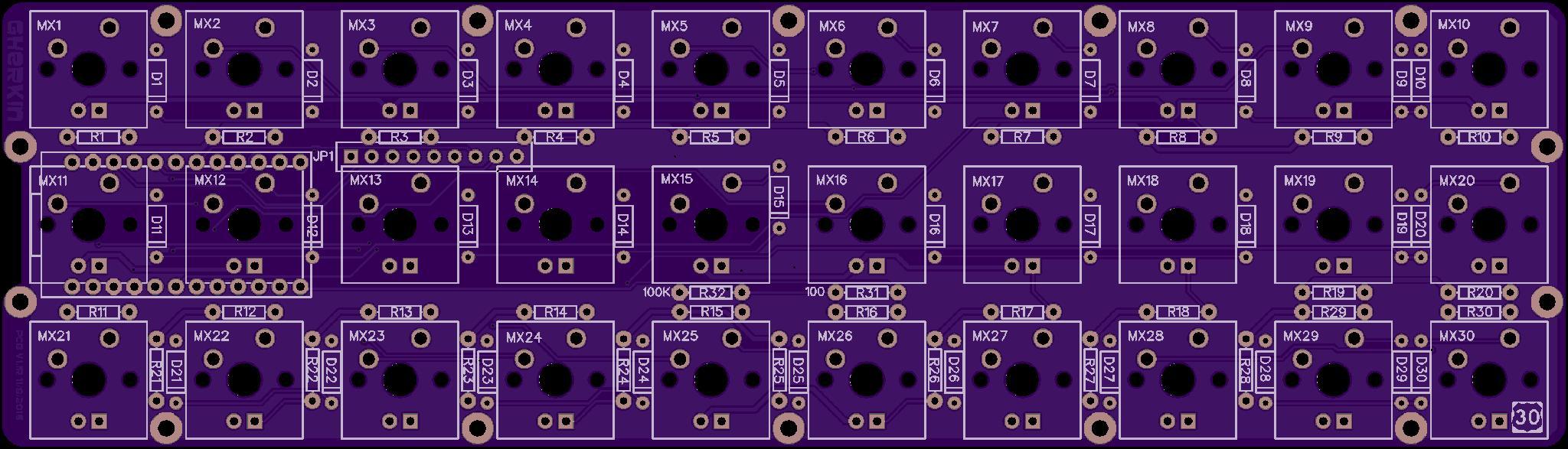 Purple Gherkin (IC) - Keyboard interest check cover image featuring Purple Gherkin, pre-order, Etsy, keyboard, 30-key board, Aidan McQuay