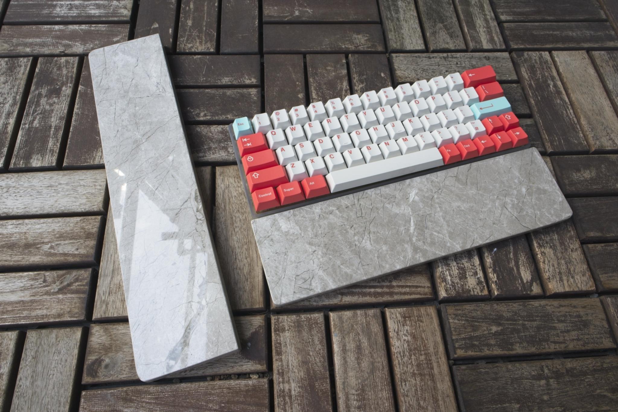 Iron Grey Marble Wrist Rests - Uncategorized group buy cover image featuring Iron Grey Marble, KAT Iron, Angela Pearl marble, wrist rests, limited edition, MarbleK, Taiwan marble, keyboard accessory