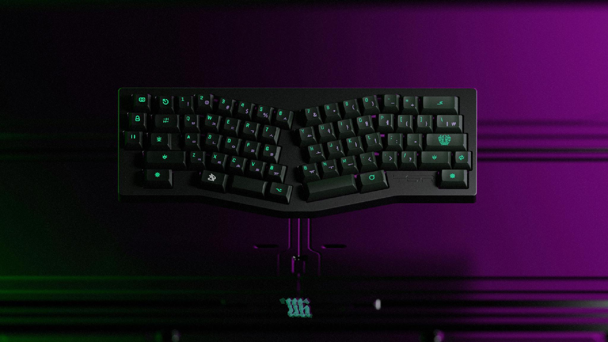 KAT Cyberspace - Keycap group buy cover image featuring KAT Cyberspace, DaleSnail, Discord, giveaways, support, keyboard render, zFrontier, Rama Works, Salvun, ArtKey, Gothcaps, Goldenstar Keycaps, TGR Alice, TGR Jane, Whimsy