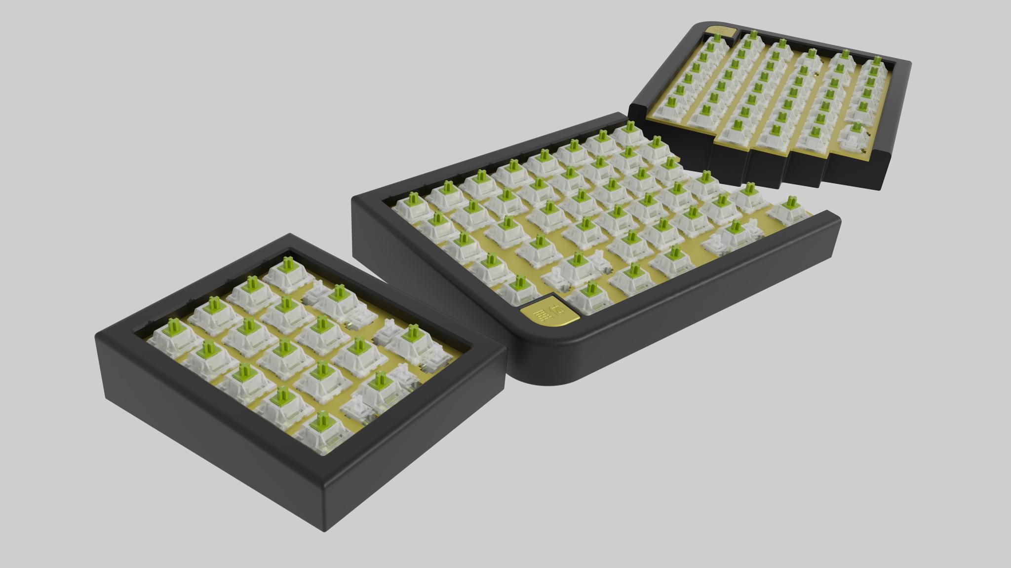 The DBOM (IC) - Keyboard interest check cover image featuring DBOM, keyboard design, custom PCB, QMK firmware, keyboard layout, Geekhack, RGB backlight, 75% keyboard, numpad