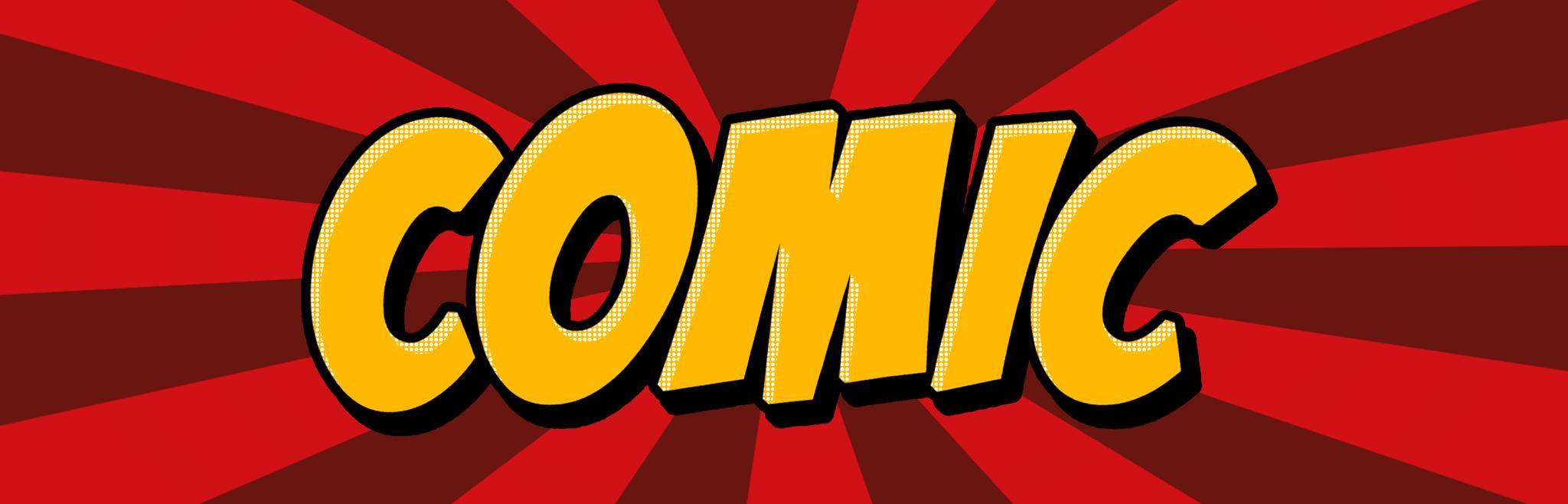 GMK Comic! (IC) - Keycap interest check cover image featuring GMK Comic, keycap set, comic style, cartoon theme, red and yellow, keycap design, novelties, mechanical keyboard, ortho kits, deskmat