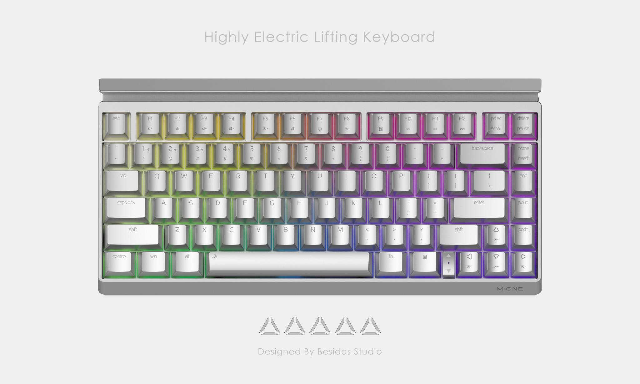 M·ONE Black Technology Kit (IC) - Keyboard interest check cover image featuring customized keyboard, electric lifting, detachable cover, CNC metal keycaps, Bluetooth wired dual mode, type-c interface