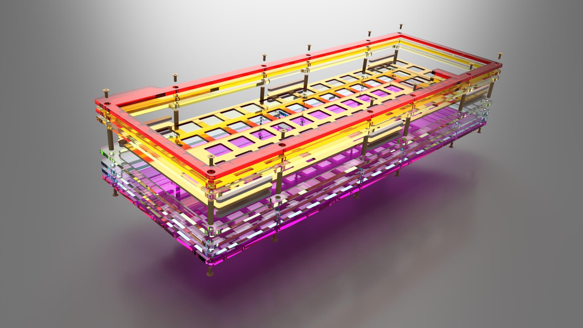 NEO Palette G67 (IC) - Keyboard interest check cover image featuring NEO Keys, Palette G67, acrylic case, gasket mounted, customizable, QMK programmable, RGB light, group buy, mechanical keyboard, brass plate, carbon fiber plate, USB-C, GeekHack