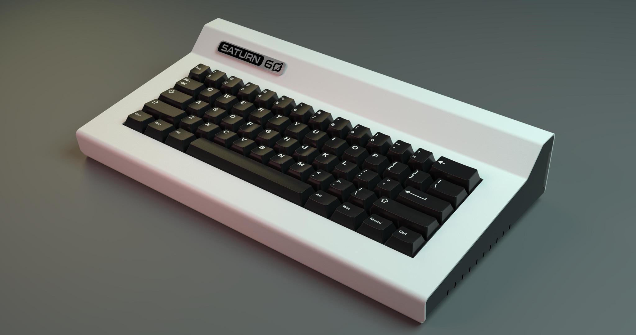SATURN-60 - Keyboard group buy cover image featuring SATURN-60, Group Buy, Keyboard, GeekHack, Production, Extras, Color Options, Minimalist Build, Plate Options, Handle Options, Vendors, North America, Europe, Oceania, Pre-sale, DeskYacht, QMK support