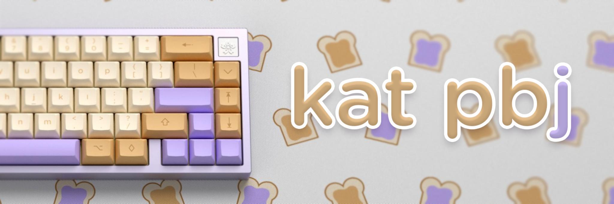 KAT PBJ (IC) - Keycap interest check cover image featuring KAT PBJ, modular keycap set, childhood nostalgia, peanut butter and jelly, keyboard accessories, custom keycaps, accent colors, language kits, designer keycaps