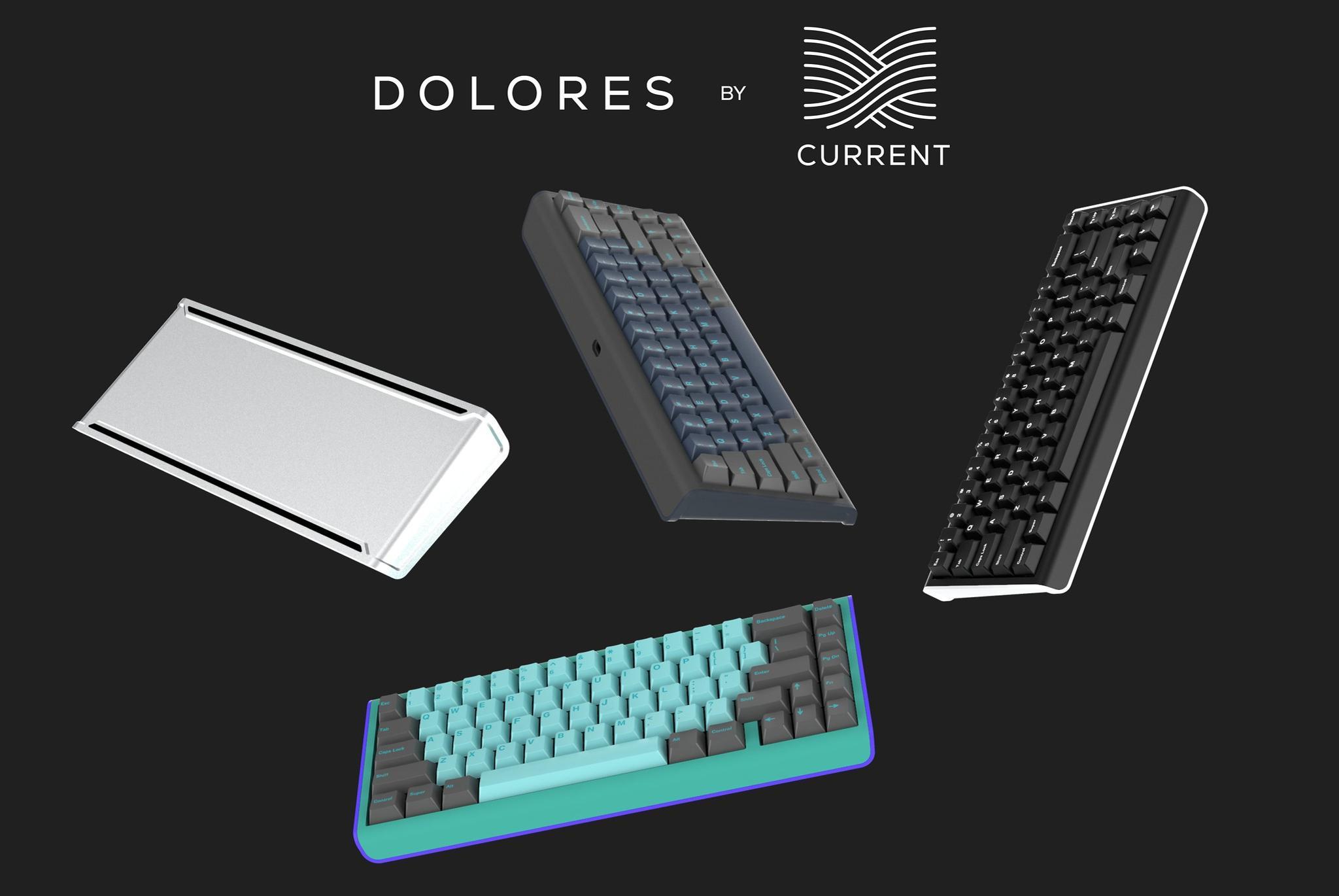 Dolores (IC) - Keyboard interest check cover image featuring Dolores, aluminum case, gasket system, hotswap PCB, soldered PCB, Cerakote colors, typing angle, mechanical keyboard, flex, VIA compatible