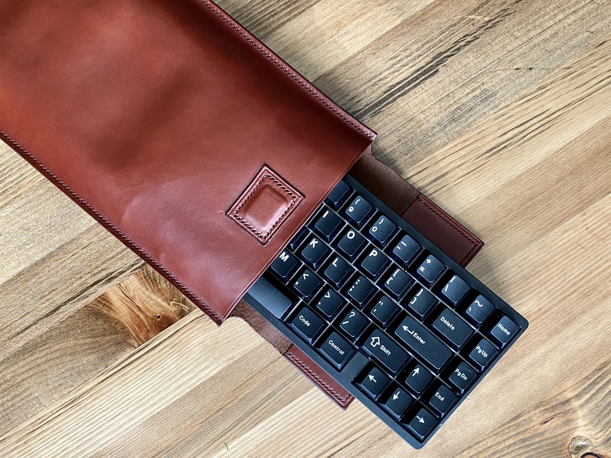 Leather Keyboard Sleeve by Daest Leather Goods (IC) - Others interest check cover image featuring leather keyboard sleeve, Daest Leather Goods, mechanical keyboard, handmade, interest check, English Bridle leather, saddle-stitching, magnetic clasp, customization, group buy