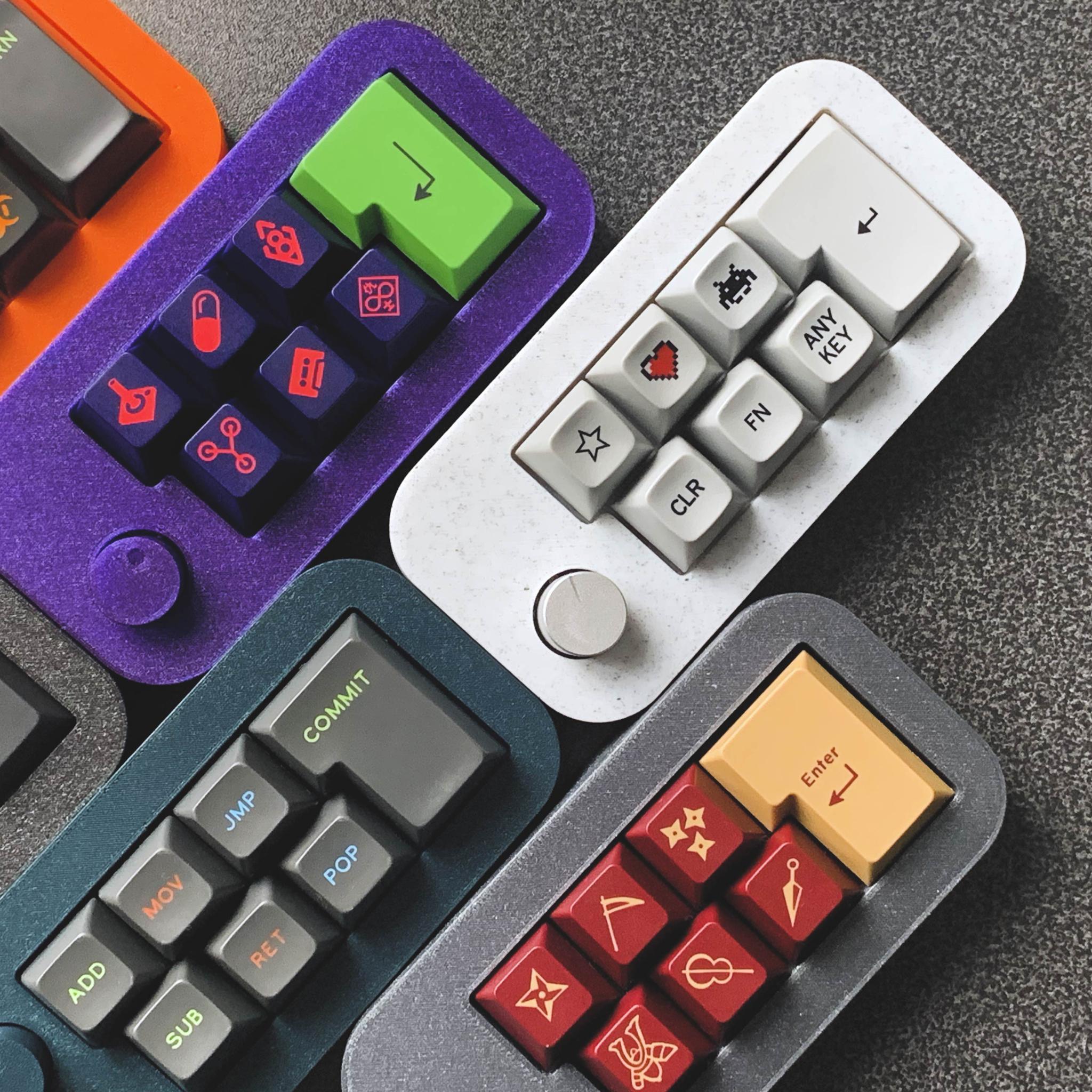 ISO Macro - Uncategorized group buy cover image featuring ISO Macro, group buy, QMK firmware, VIA supported, USB-C, LED backlight, encoder knobs, PLA 3D printed