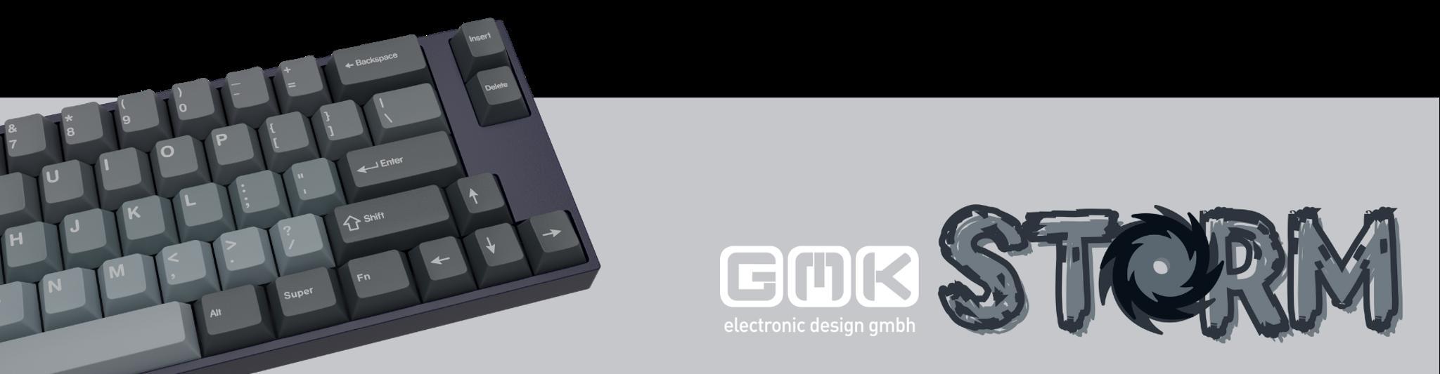GMK STORM (IC) - Keycap interest check cover image featuring GMK Storm, keycap design, stormy sky, color variations, interest check, deskmat, collaborations, vendors, group buy