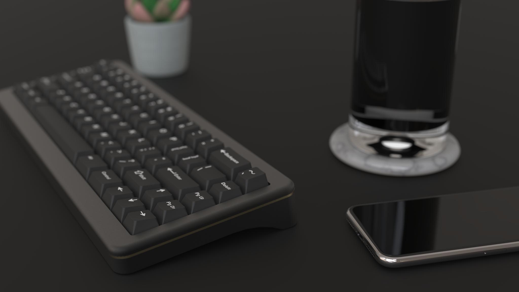KeyBee Pollen65 (IC) - Keyboard interest check cover image featuring KeyBee Pollen65, sandwich mount, case, plate, PCB, RGB, VIA, USB-C, preorder, pricing